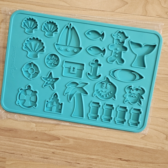 PAMPERED CHEF silicone SUMMER COOKIE MOLD teal 100183 NEW - Picture 3 of 8